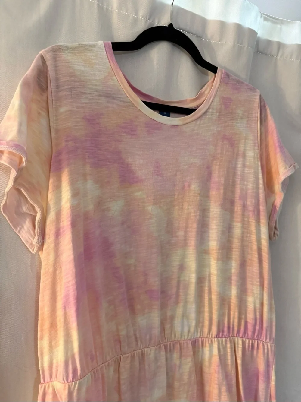 Old Navy Pastel Tie-Dye Short Sleeve Dress - Pink & Cream